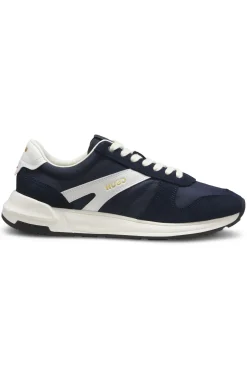 Sneakers mit Veloursleder-Besatz und Logo-Details