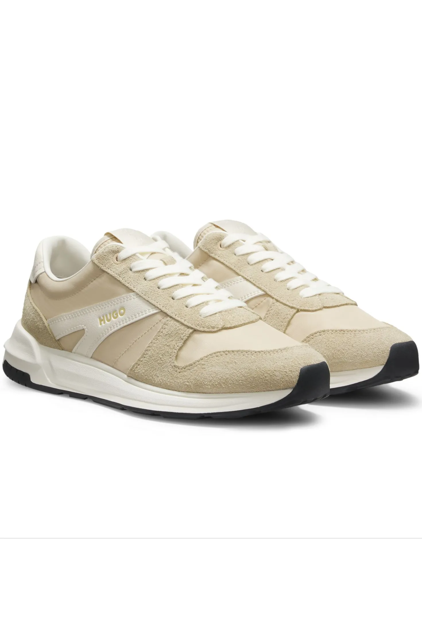 Sneakers mit Veloursleder-Besatz und Logo-Details