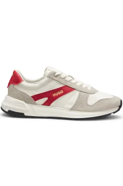 Sneakers mit Veloursleder-Besatz und Logo-Details