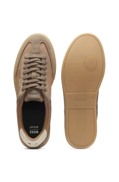 Sneakers mit Veloursleder-Details und Schnürung