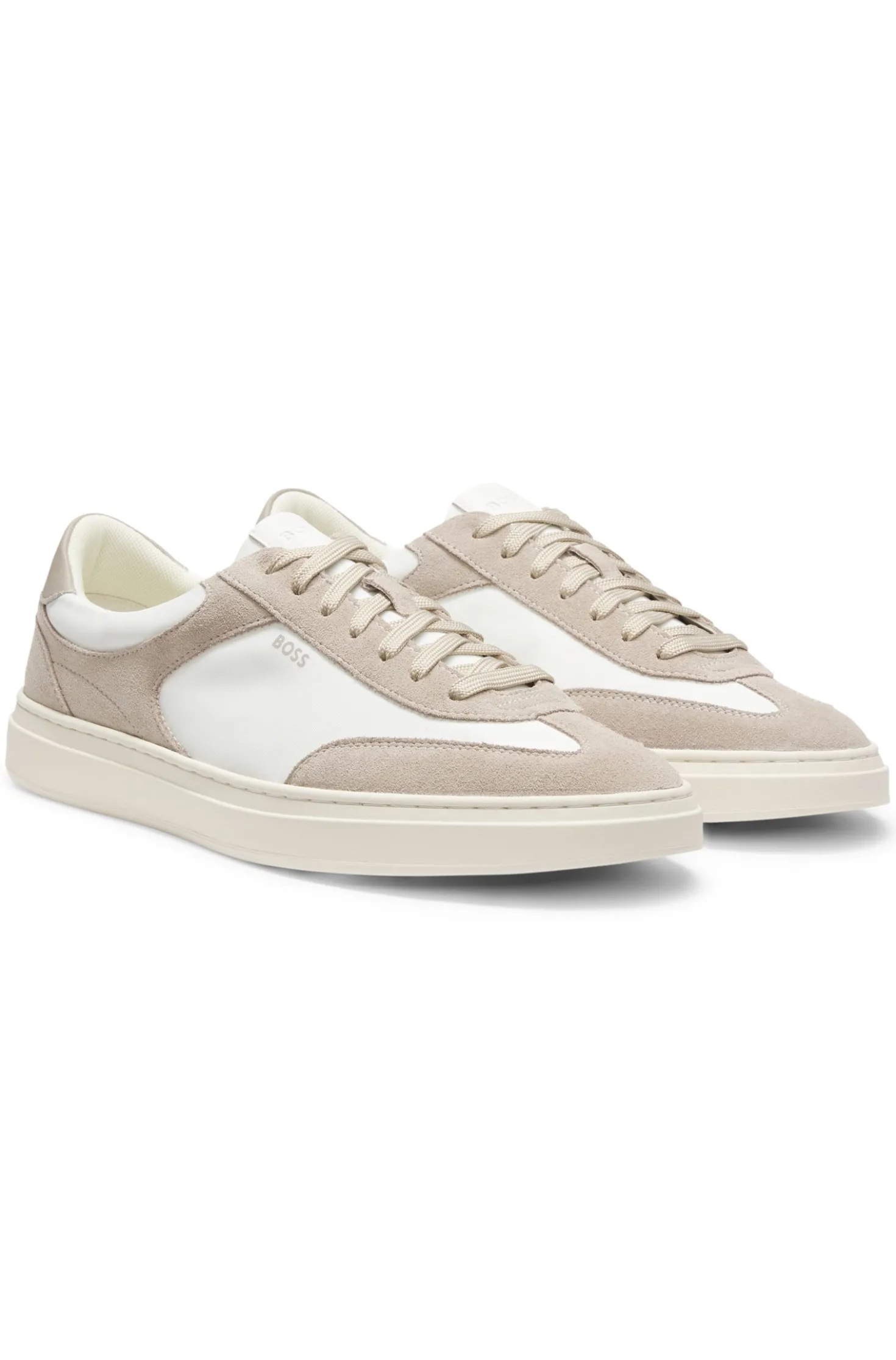 Sneakers mit Veloursleder-Details und Schnürung