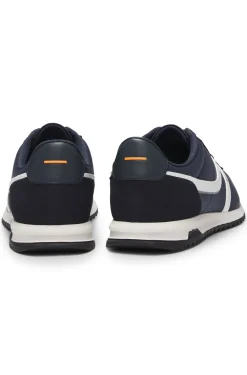 Sneakers mit Veloursleder-Imitat-Details und Logo