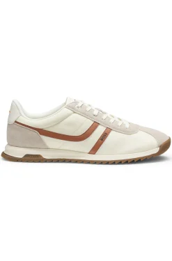Sneakers mit Veloursleder-Imitat-Details und Logo
