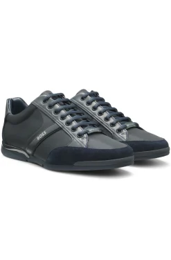 Sneakers mit Veloursleder und Kunstleder