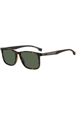 Sonnenbrille aus Acetat mit Havanna-Muster und Gummibügeln