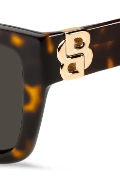 Sonnenbrille aus Acetat mit Havanna-Muster und Double-B-Monogramm