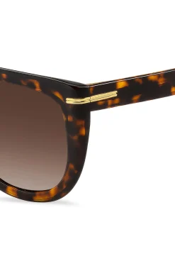 Sonnenbrille aus Acetat mit Havanna-Muster und goldfarbenen Metalldetails