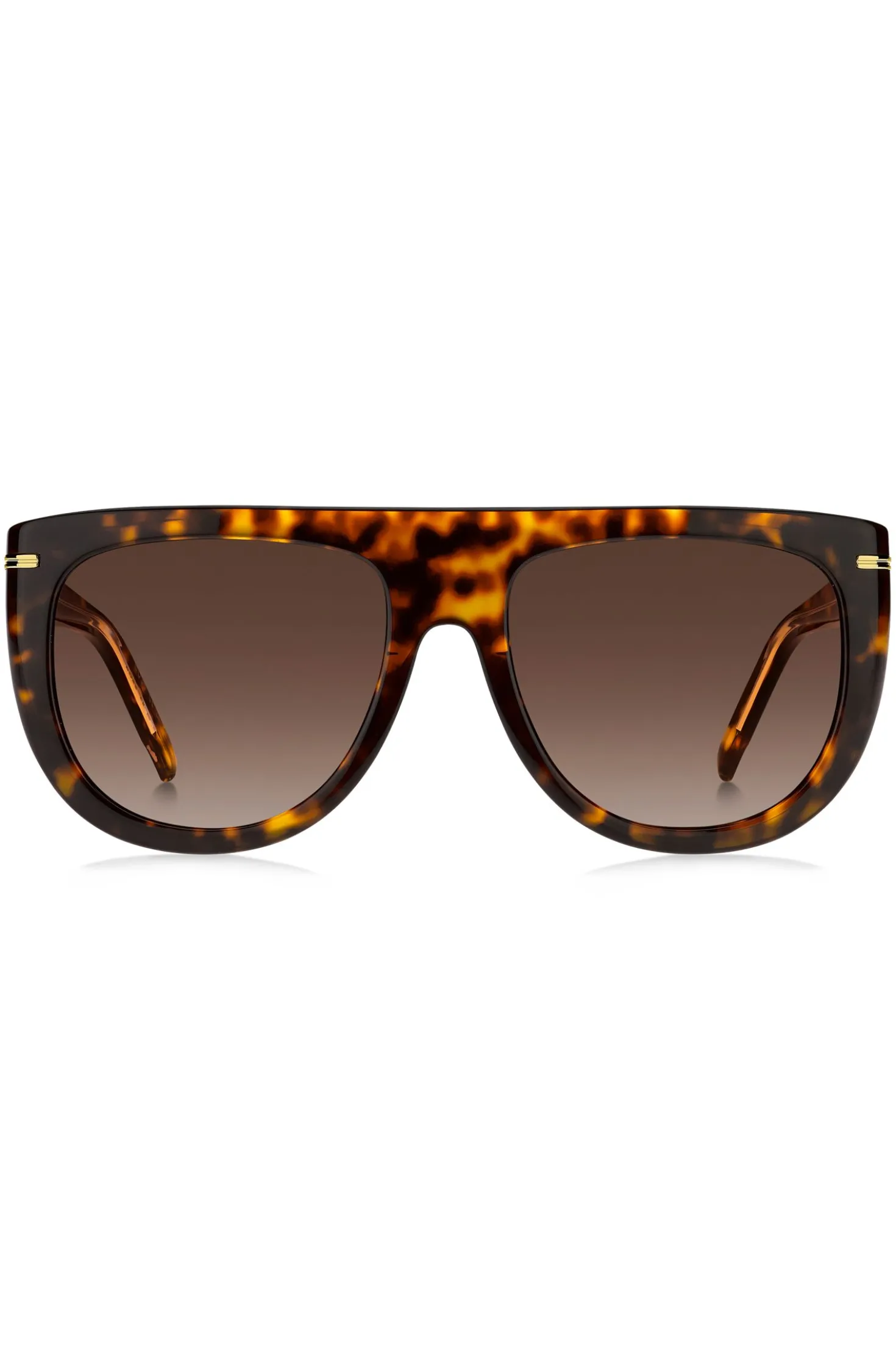 Sonnenbrille aus Acetat mit Havanna-Muster und goldfarbenen Metalldetails