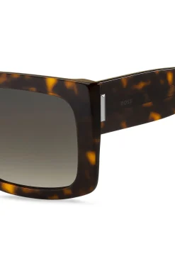 Sonnenbrille aus Bio-Acetat mit Havanna-Muster und charakteristischen Metalldetails