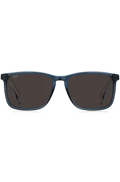 Sonnenbrille aus blauem Acetat mit Gummibügeln
