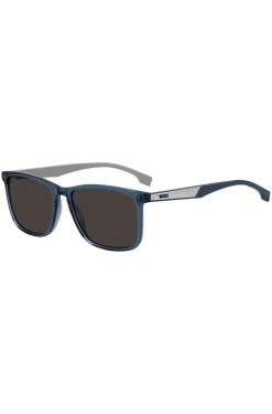 Sonnenbrille aus blauem Acetat mit Gummibügeln