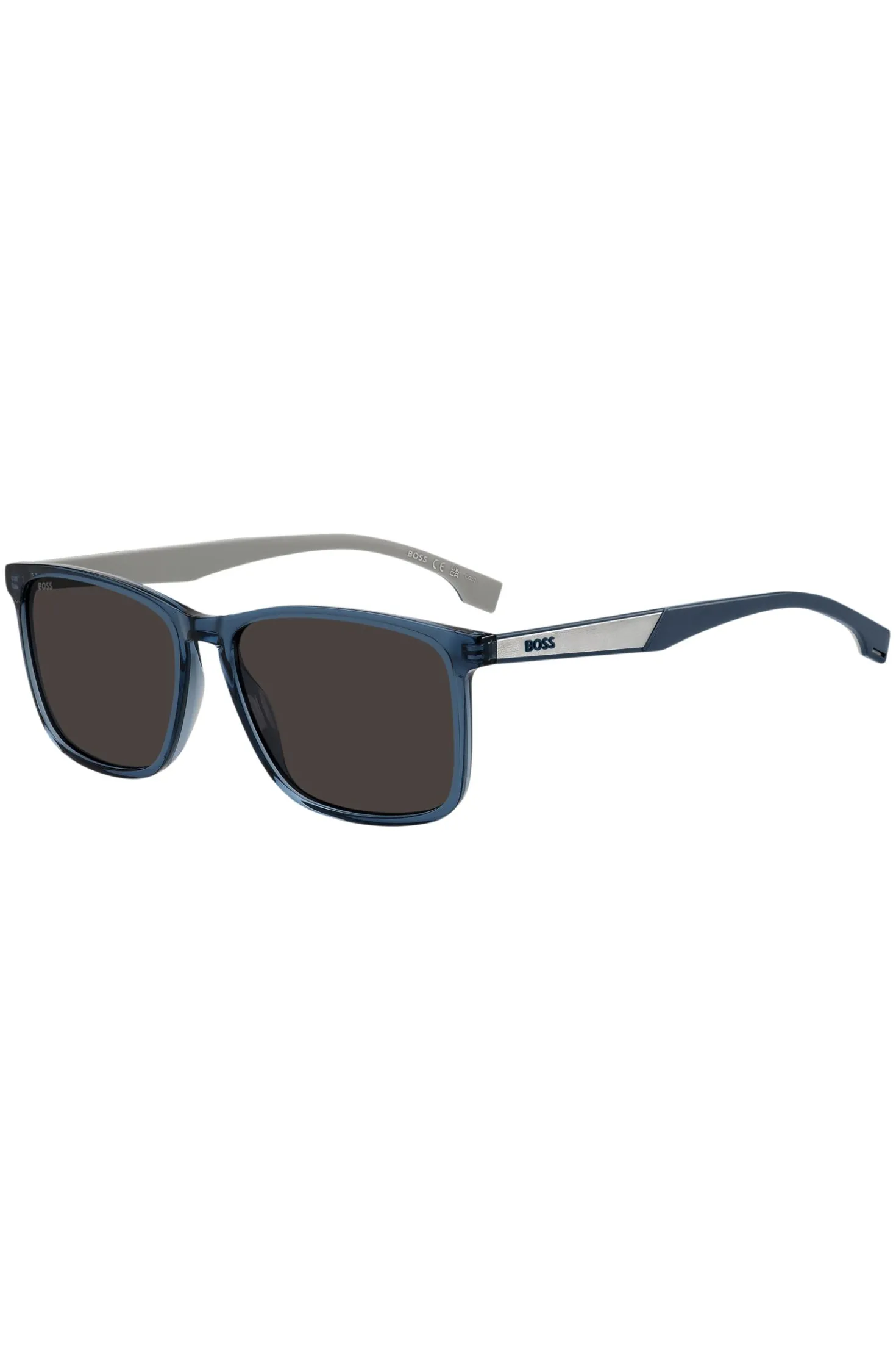 Sonnenbrille aus blauem Acetat mit Gummibügeln