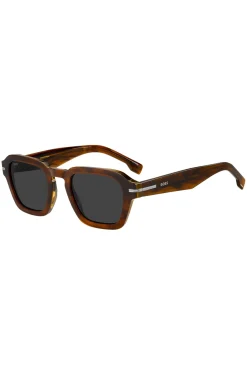 Sonnenbrille aus gemustertem Acetat mit silberfarbenen Details