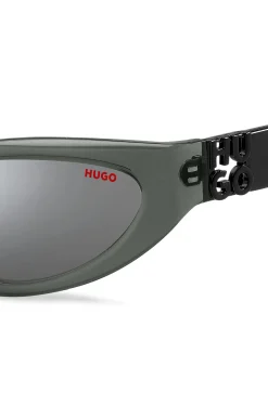 Sonnenbrille aus grauem Acetat mit 3D-Monogrammen