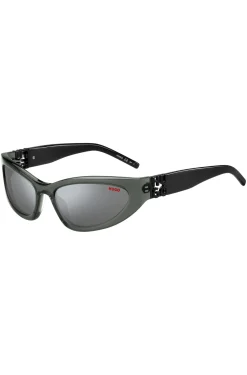 Sonnenbrille aus grauem Acetat mit 3D-Monogrammen