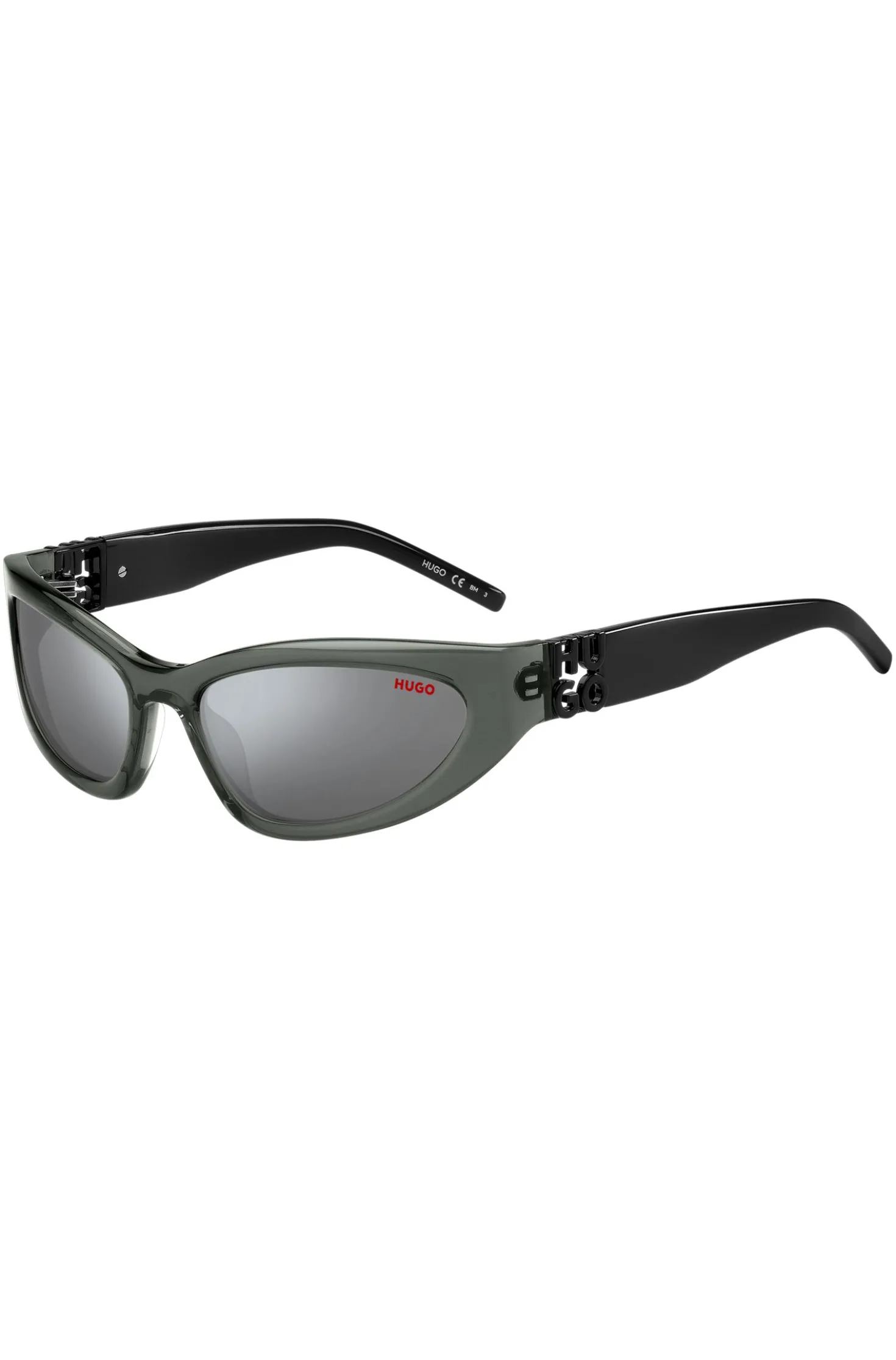 Sonnenbrille aus grauem Acetat mit 3D-Monogrammen