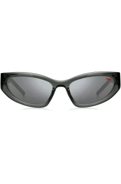 Sonnenbrille aus grauem Acetat mit 3D-Monogrammen