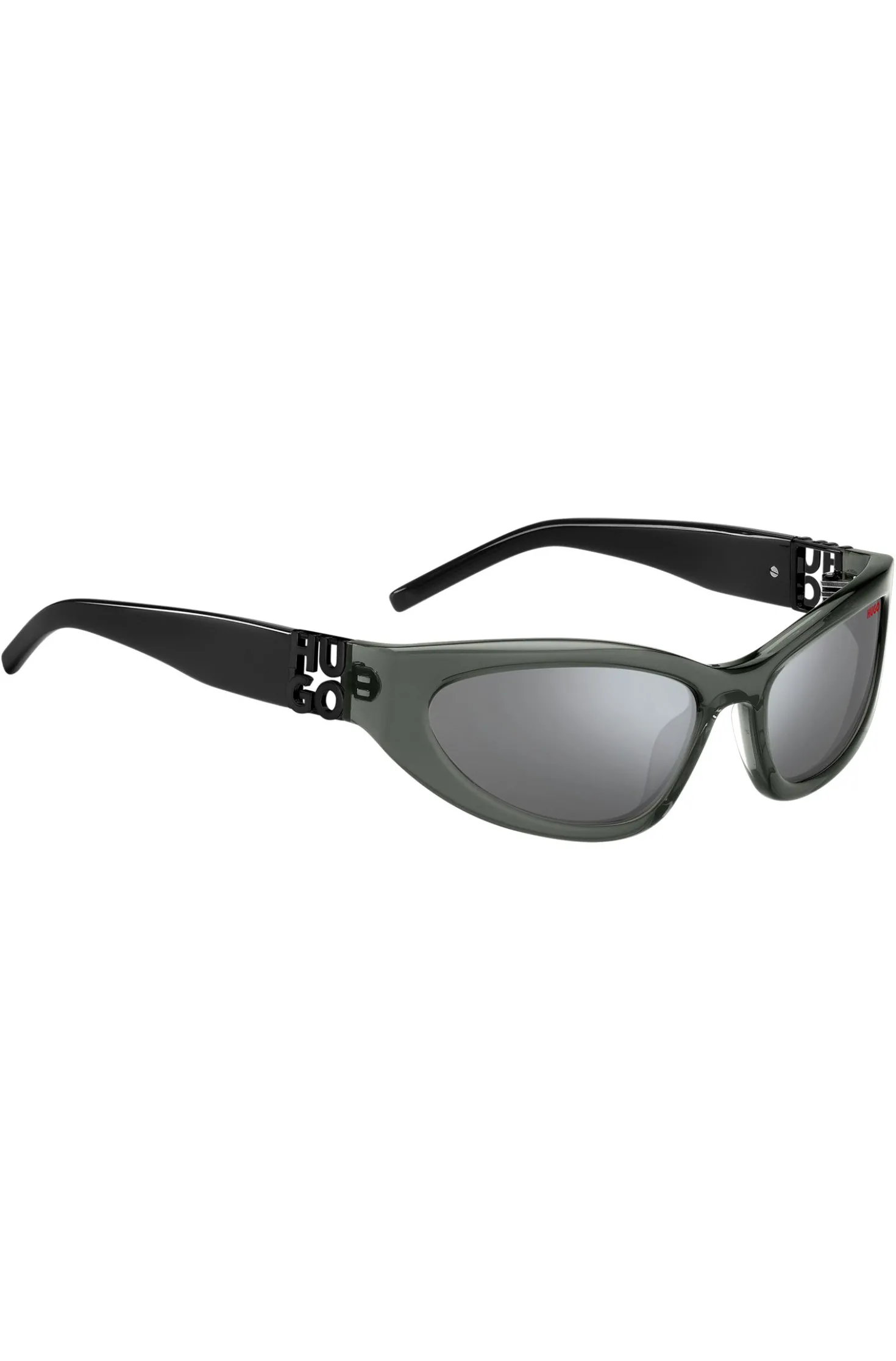 Sonnenbrille aus grauem Acetat mit 3D-Monogrammen