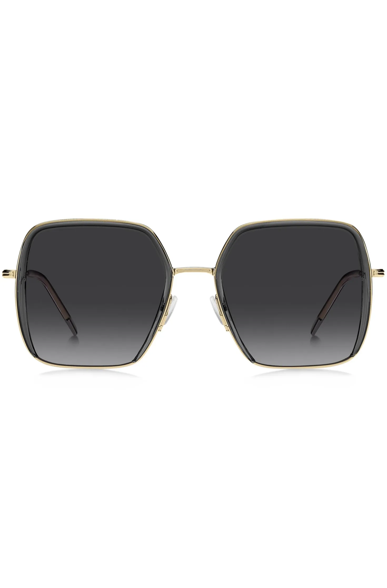 Sonnenbrille aus grauem Acetat und goldfarbenem Edelstahl