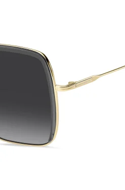 Sonnenbrille aus grauem Acetat und goldfarbenem Edelstahl