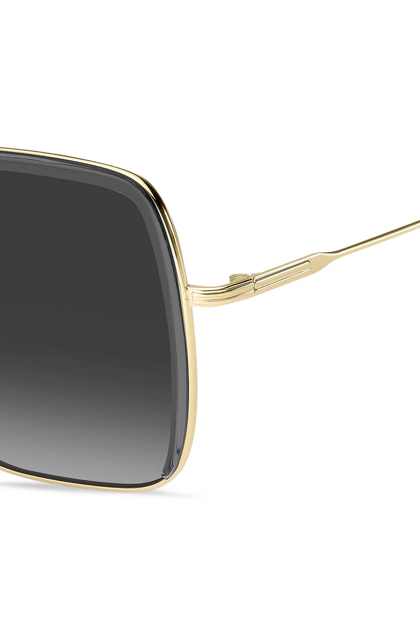 Sonnenbrille aus grauem Acetat und goldfarbenem Edelstahl