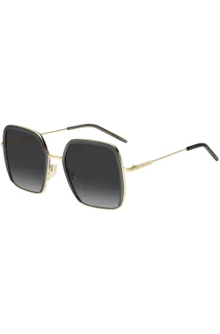 Sonnenbrille aus grauem Acetat und goldfarbenem Edelstahl