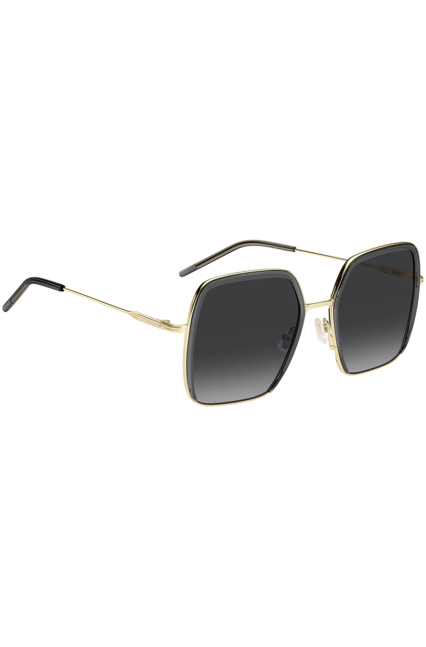 Sonnenbrille aus grauem Acetat und goldfarbenem Edelstahl