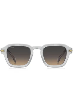 Sonnenbrille aus klarem Acetat mit Streifen am Bügel