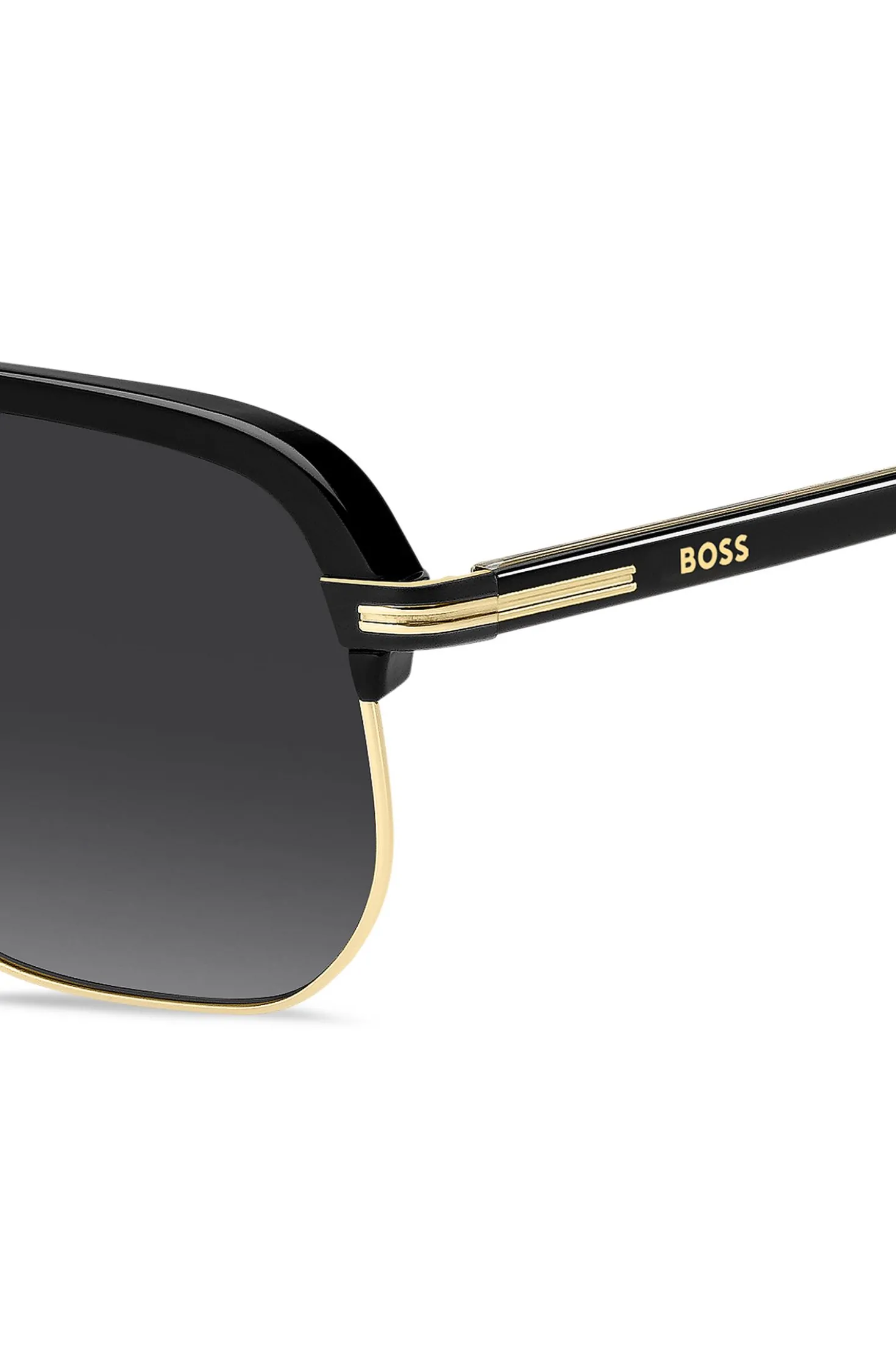 Sonnenbrille aus Metall und schwarzem Acetat mit Doppelsteg