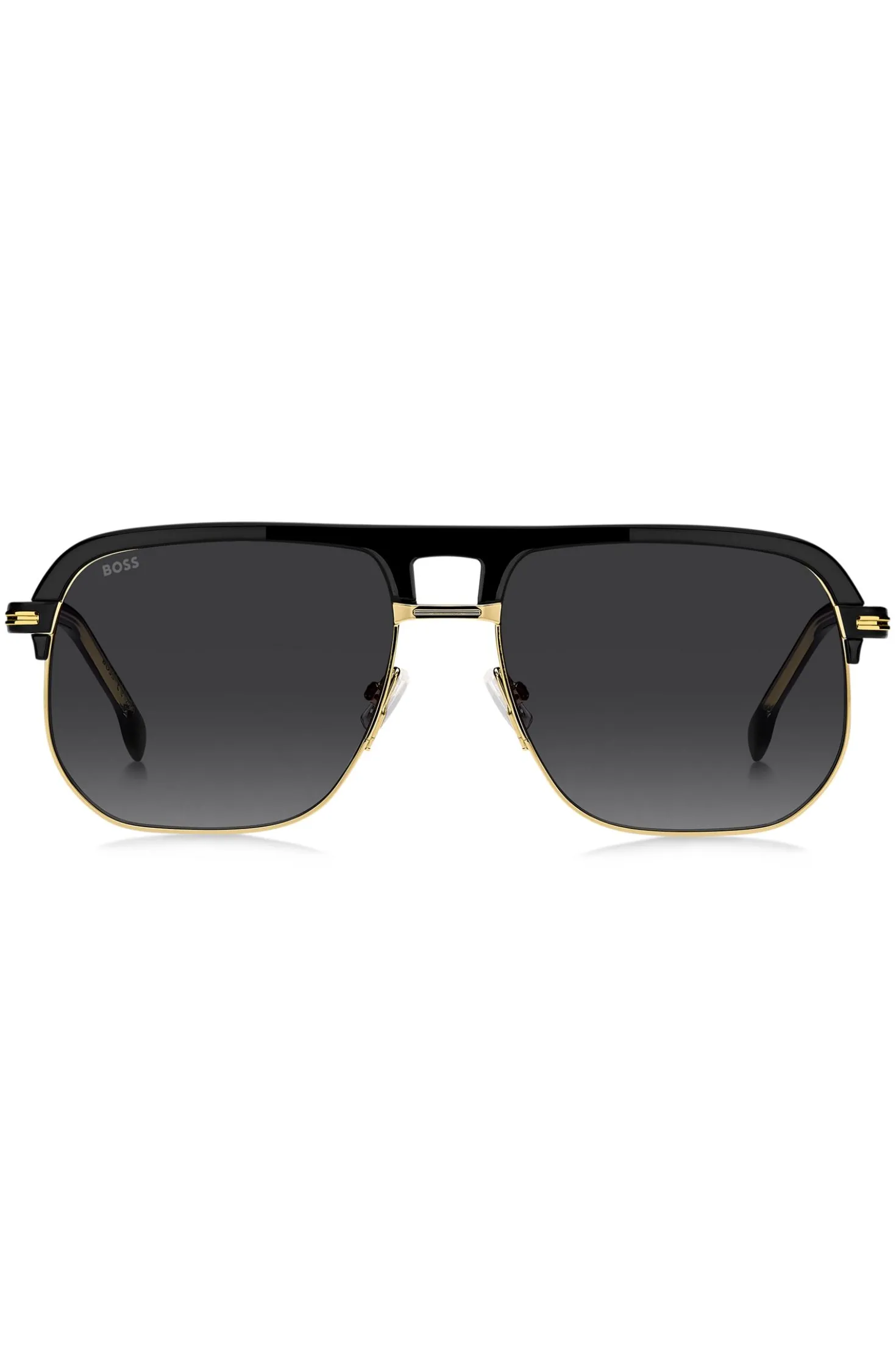 Sonnenbrille aus Metall und schwarzem Acetat mit Doppelsteg