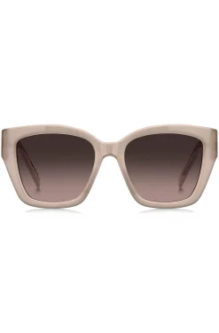 Sonnenbrille aus nudefarbenem Acetat mit Double-B-Monogramm