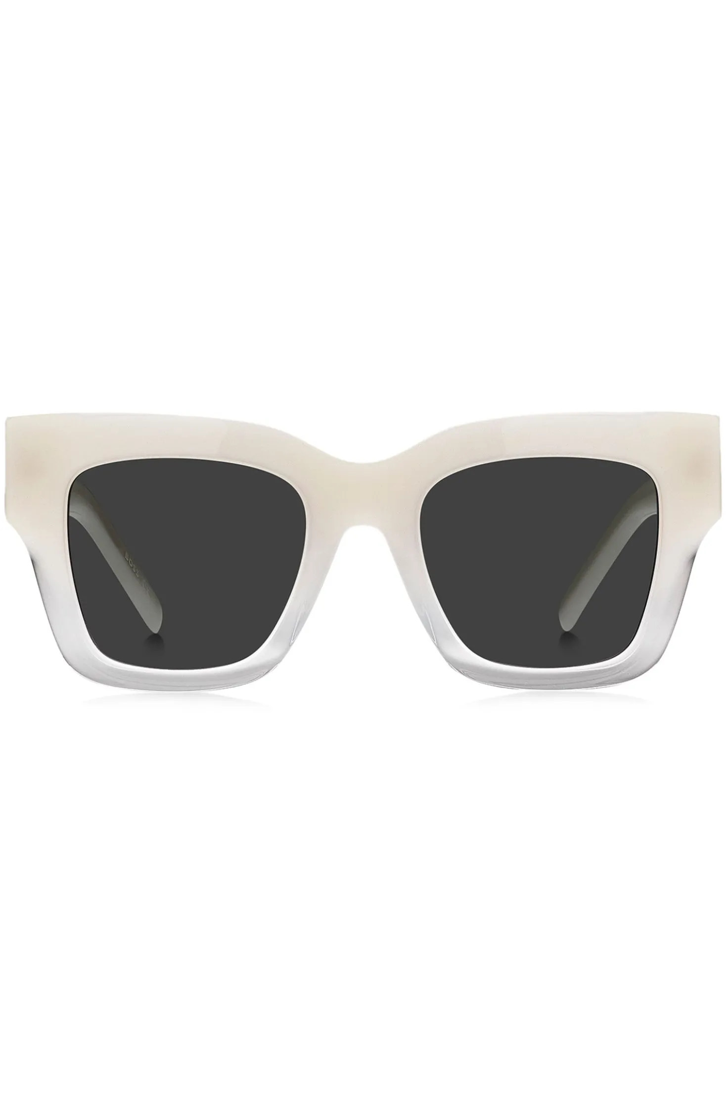 Sonnenbrille aus opalfarbenem Acetat mit charakteristischen Metalldetails