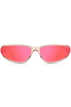Sonnenbrille aus rosafarbenem Acetat mit tonalen Gläsern
