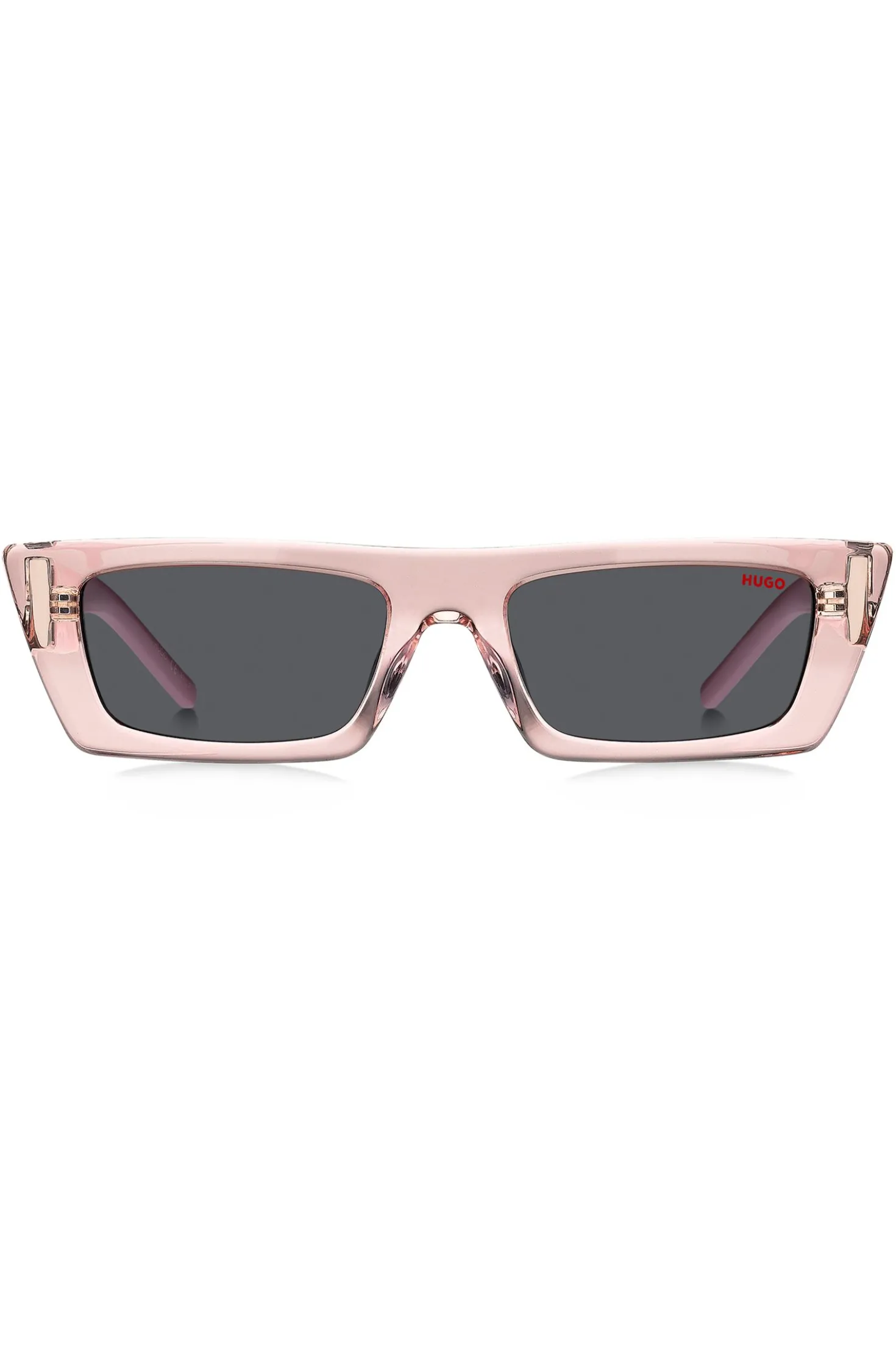 Sonnenbrille aus rosafarbenem Acetat mit 3D-Monogramm