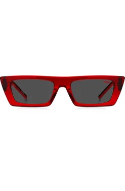Sonnenbrille aus rotem Acetat mit 3D-Monogramm