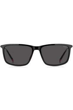 Sonnenbrille aus schwarzem Acetat mit röhrenförmigen Bügeln