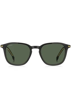 Sonnenbrille aus schwarzem Acetat mit goldfarbenen Details