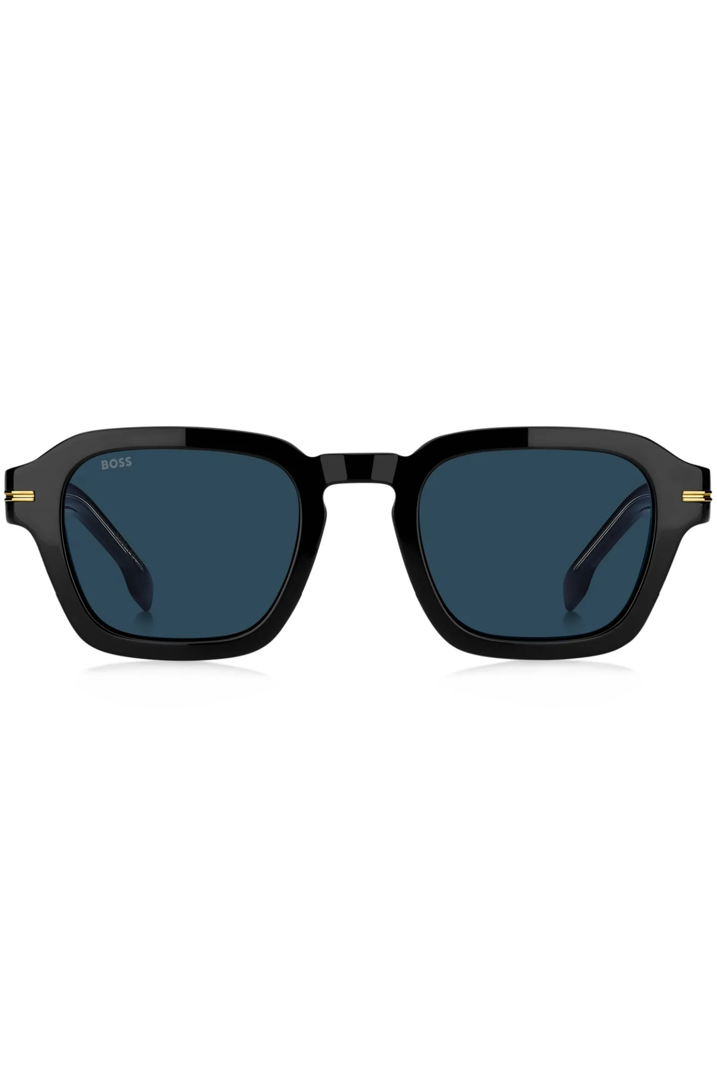 Sonnenbrille aus schwarzem Acetat mit goldfarbenen Details