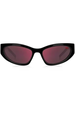 Sonnenbrille aus schwarzem Acetat mit 3D-Monogramm