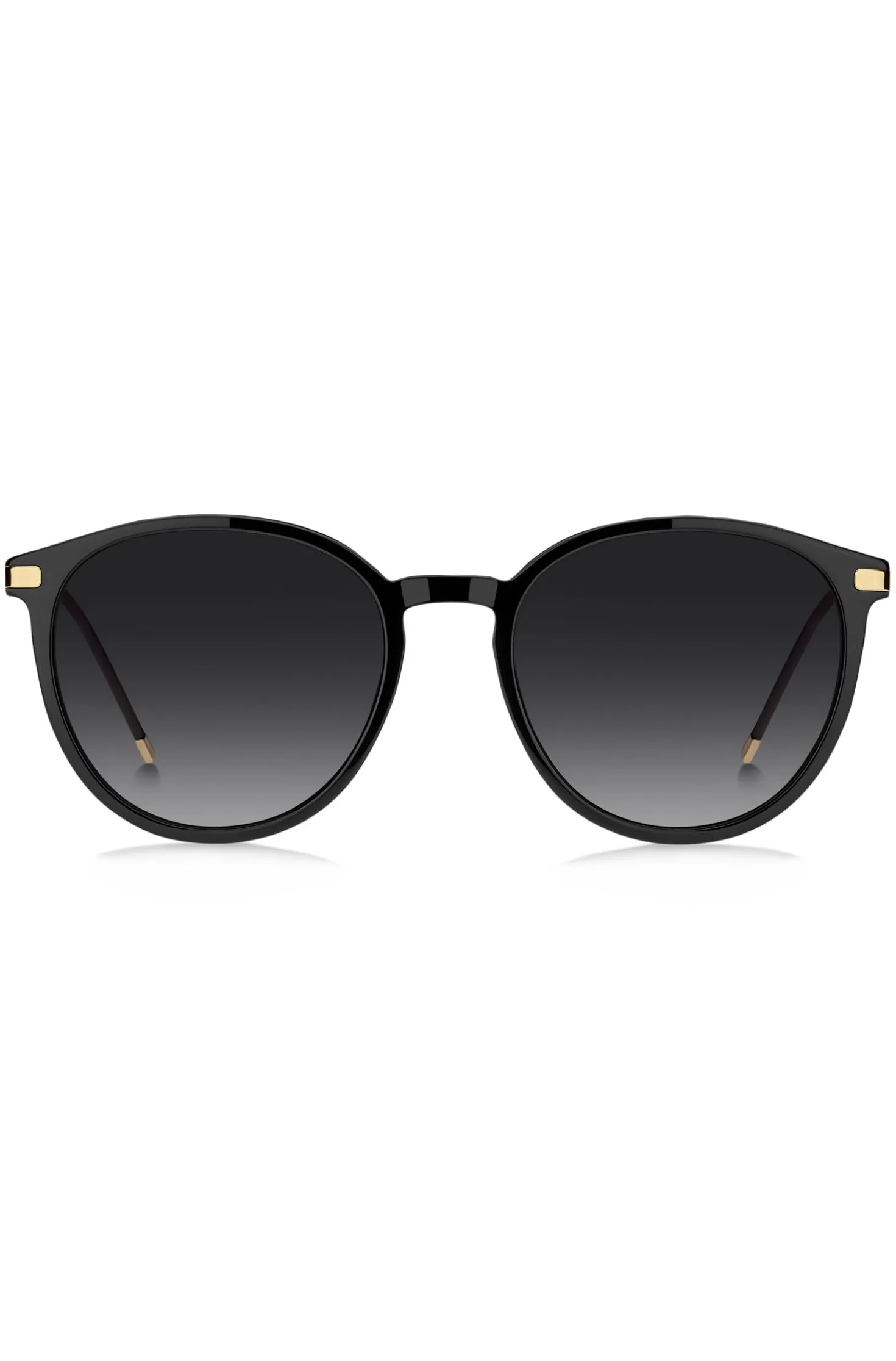 Sonnenbrille aus schwarzem Acetat mit goldfarbenen Bügeln