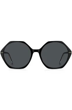 Sonnenbrille aus schwarzem Acetat mit eckiger Fassung