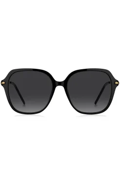 Sonnenbrille aus schwarzem Acetat mit Metallbügeln