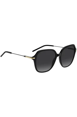 Sonnenbrille aus schwarzem Acetat mit Metallbügeln