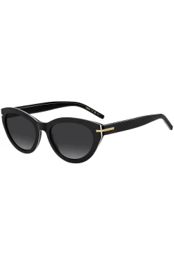 Sonnenbrille aus schwarzem Acetat mit goldfarbenen Details