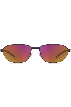Sonnenbrille aus schwarzem Metall mit Cut-out-Logo