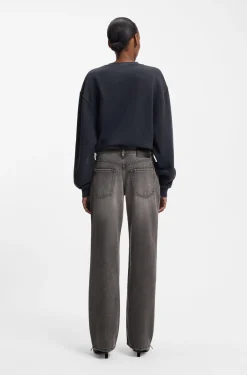 Straight-Fit Jeans aus grauem Denim mit geknöpftem Eingriff