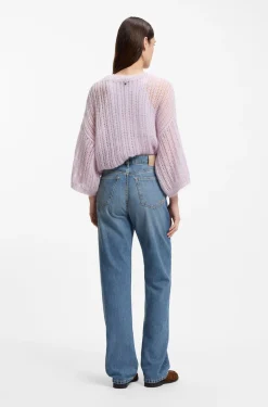 Straight-Fit Jeans aus mittelblauem Denim mit hohem Bund