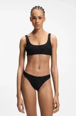Stretch-Terry-Bikinitop mit übereinanderliegenden Logos