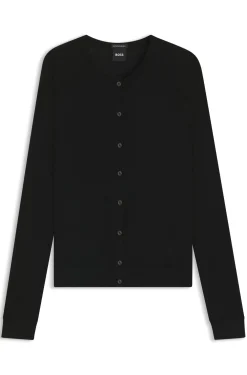 Strickjacke aus superfeiner Merinowolle mit Rundhalsausschnitt