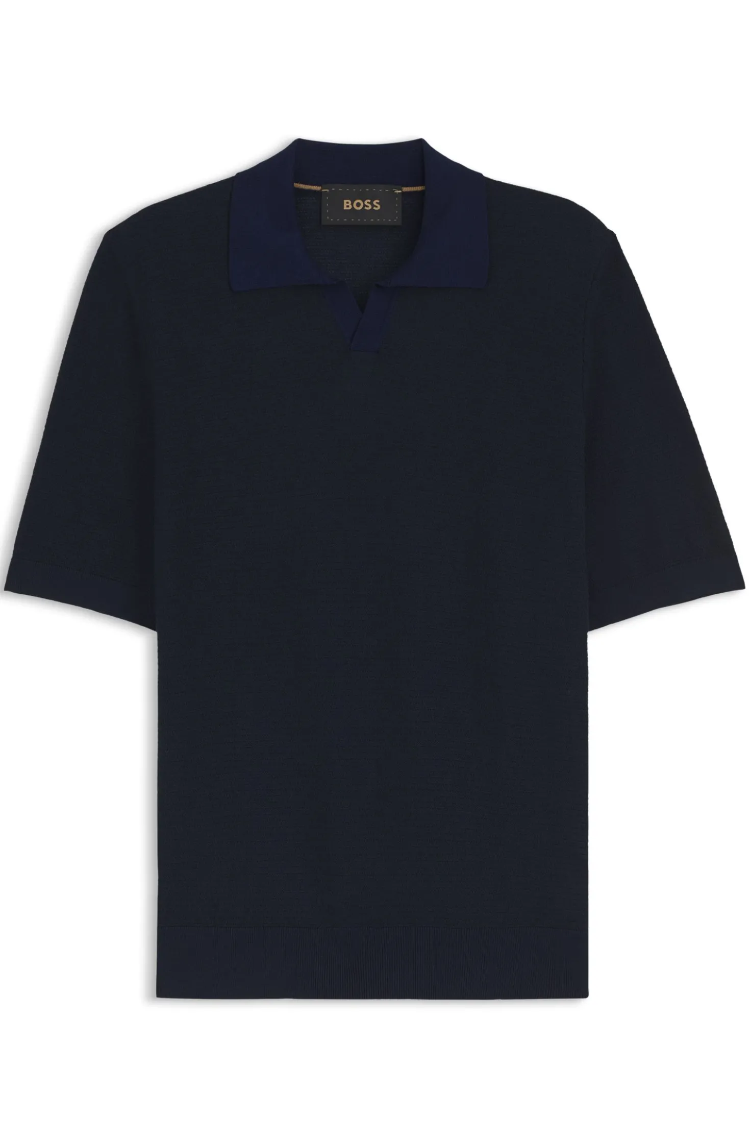 Strick-Poloshirt aus Baumwolle und Seide mit Johnny-Kragen